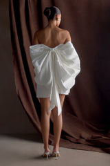 Suzette Taffeta Bow Mini Dress - White