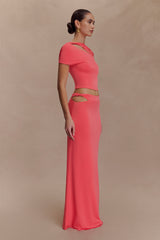 Haven Slinky Twist Midi Skirt - Coral