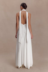Juliet Slinky Maxi Dress With Scarf - White