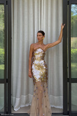 Jenny Hand Embellished Maxi Dress - Gold
