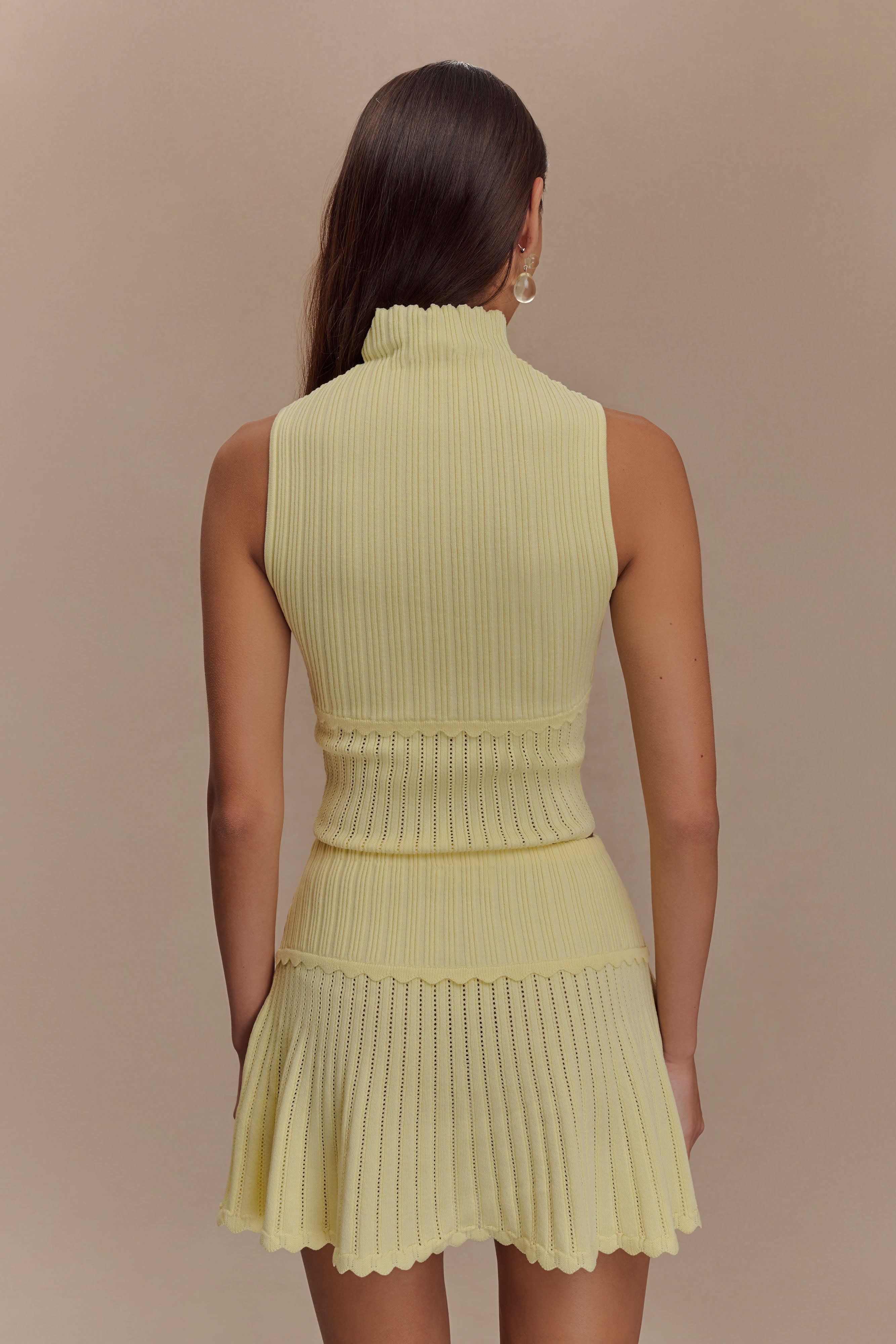 Indy Pointelle Knit Mini Skirt - Lemon