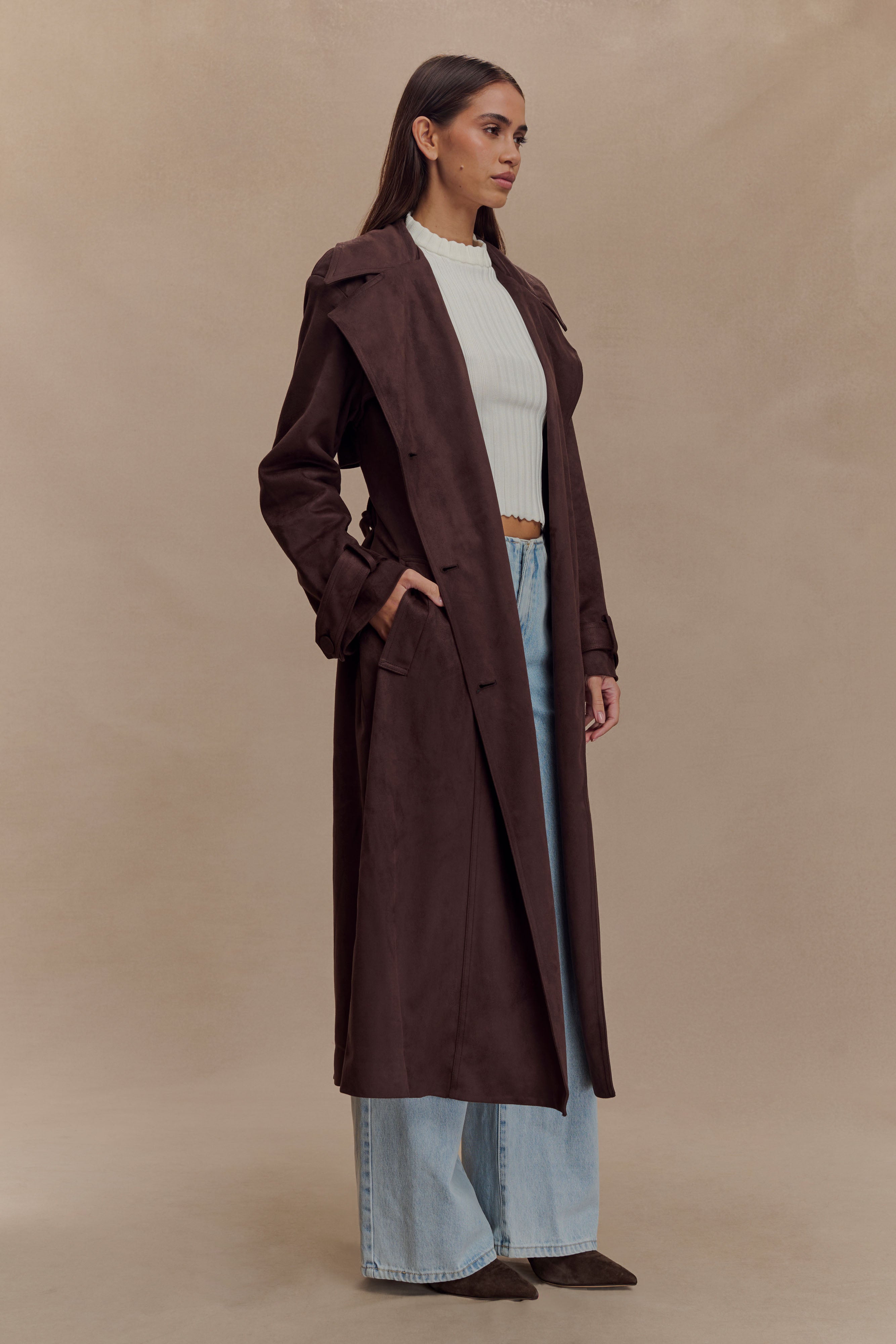 Marc Faux Suede Coat - Cocoa Chocolate