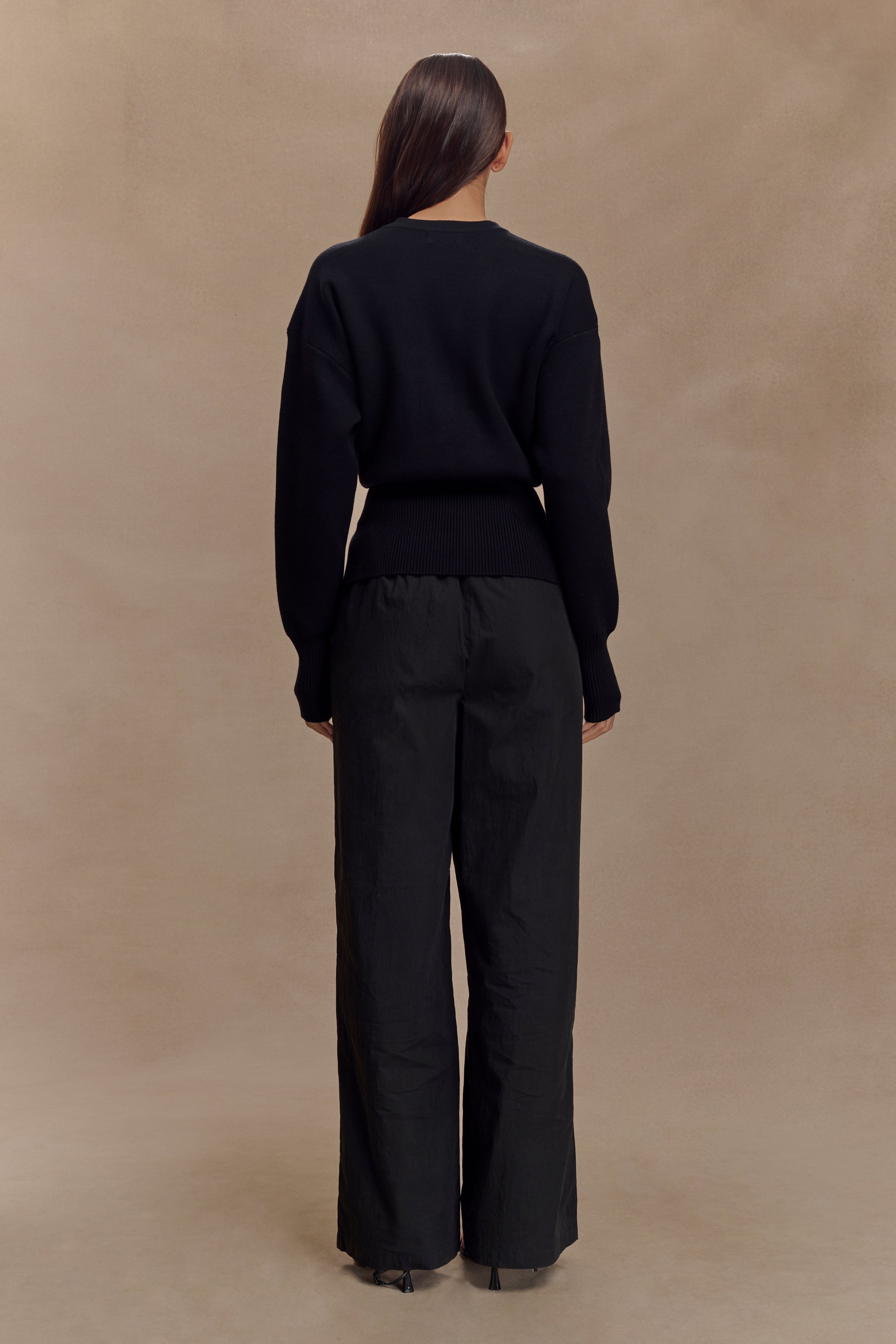 Alexia Buttoned Oversized Cardigan - Black