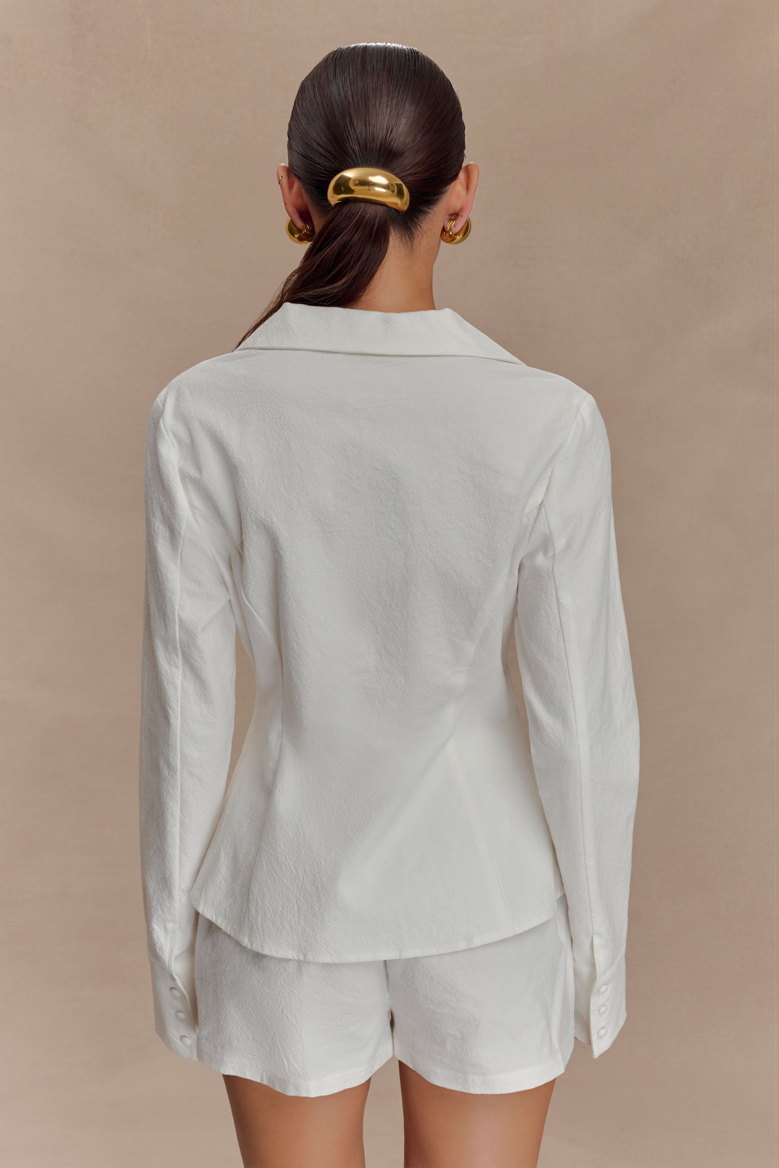 Annalee Cotton Beaded Tie Shirt - White
