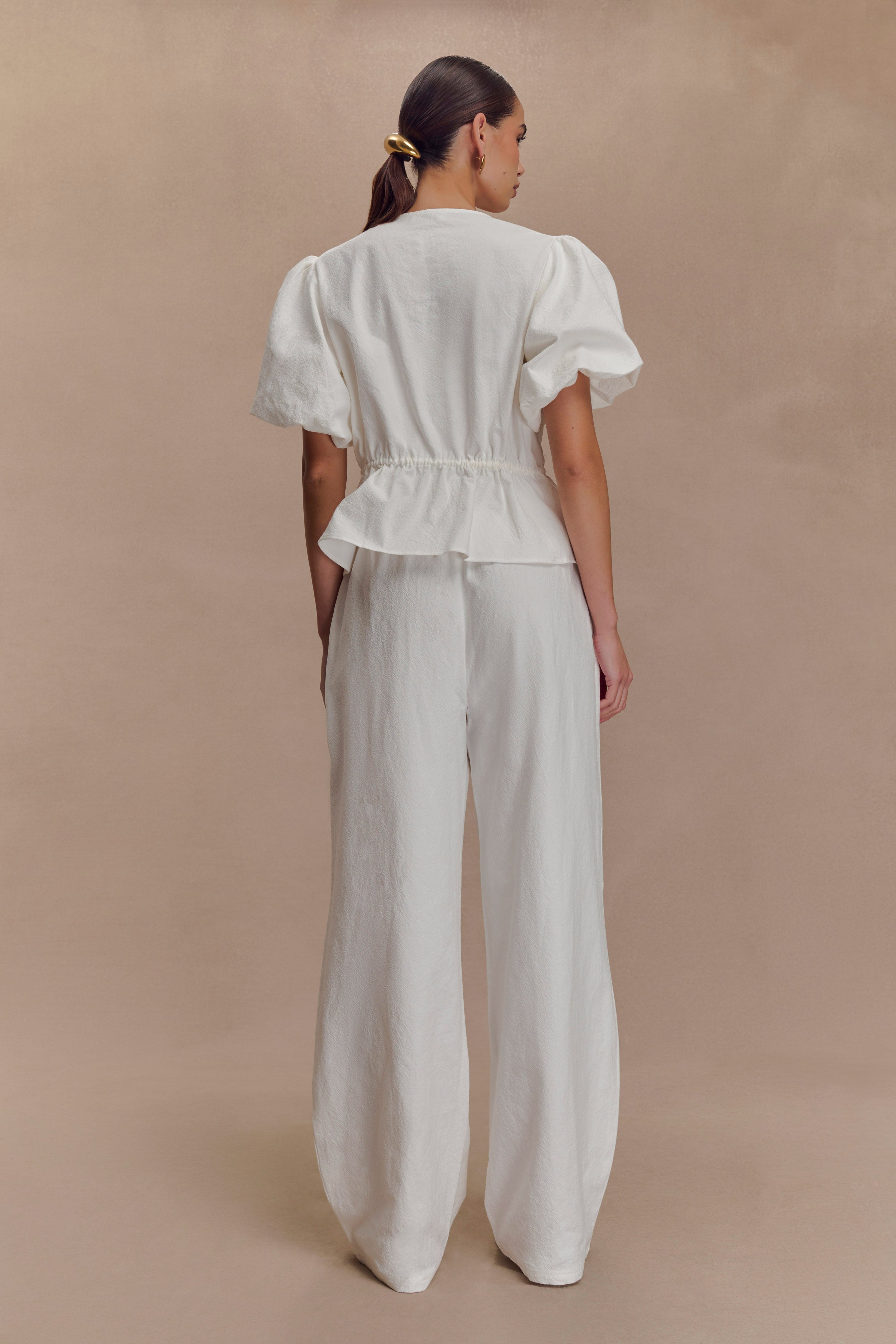 Emilie Puff Sleeve Cotton Top - White