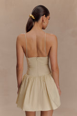 Janis Cotton Frill Mini Dress - Nude