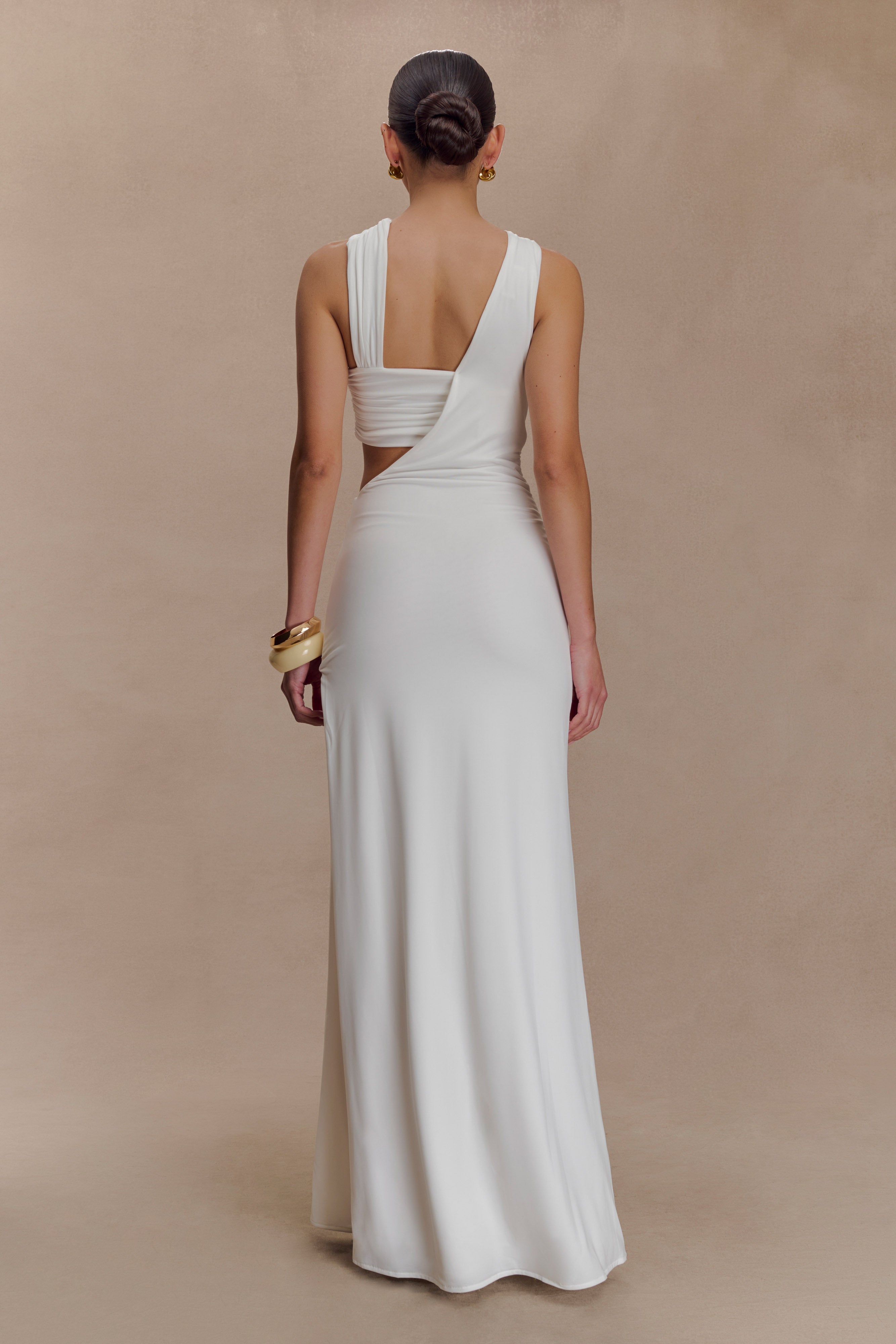 Lottie Slinky Maxi Dress With Split - White