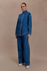 Lioda Oversized Denim Shirt - Dark Blue