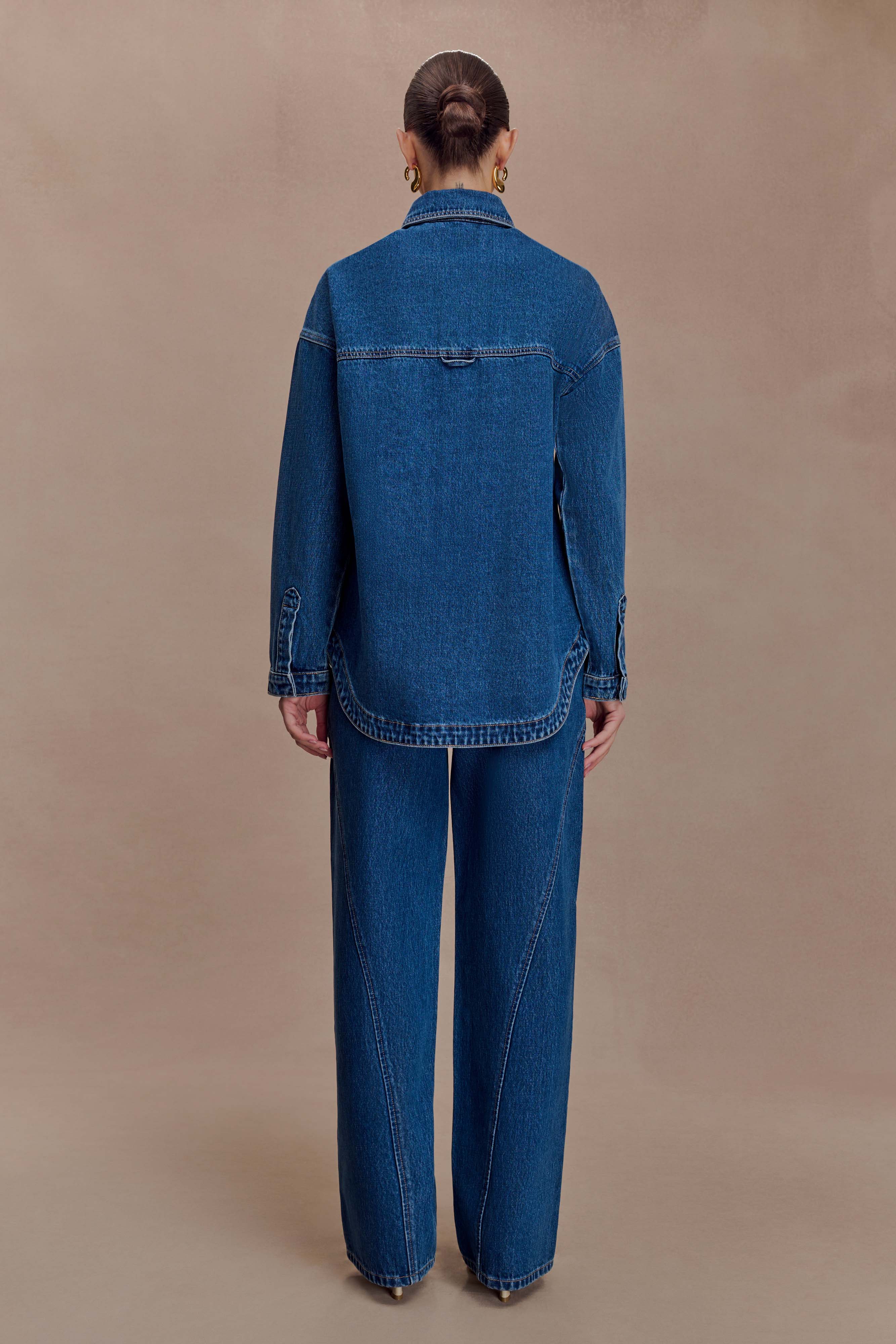 Georgette Mid Rise Paneled Denim Jeans - Dark Blue